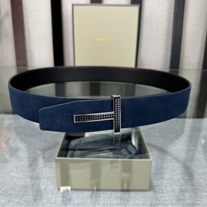 Tom Ford Navy Men's Belt with Black Buckle